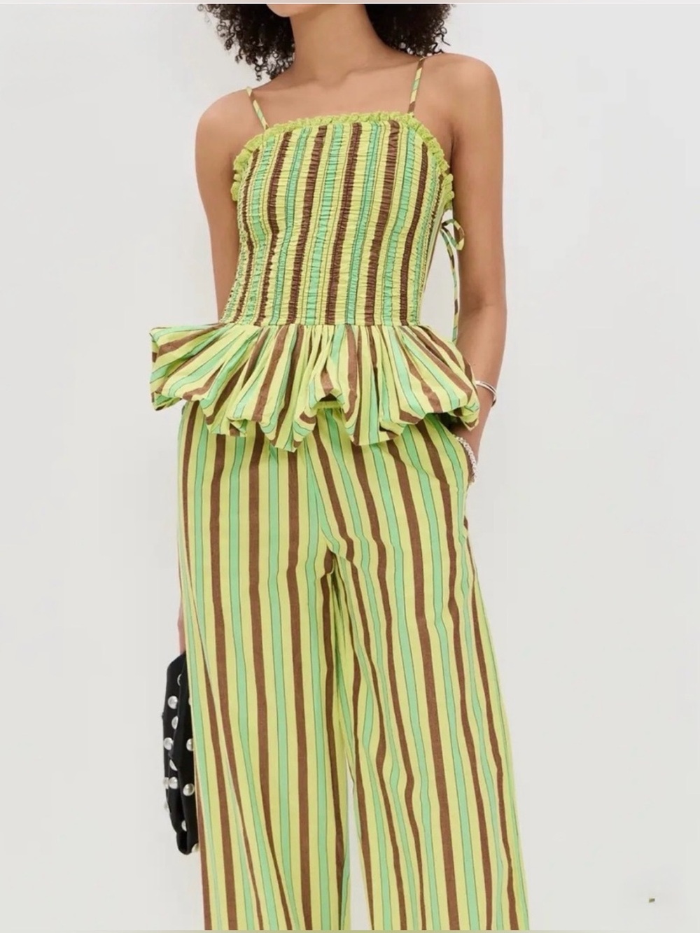 Damson Madder Hope Shirred Cami In Multi Stripe NWT pant available separately